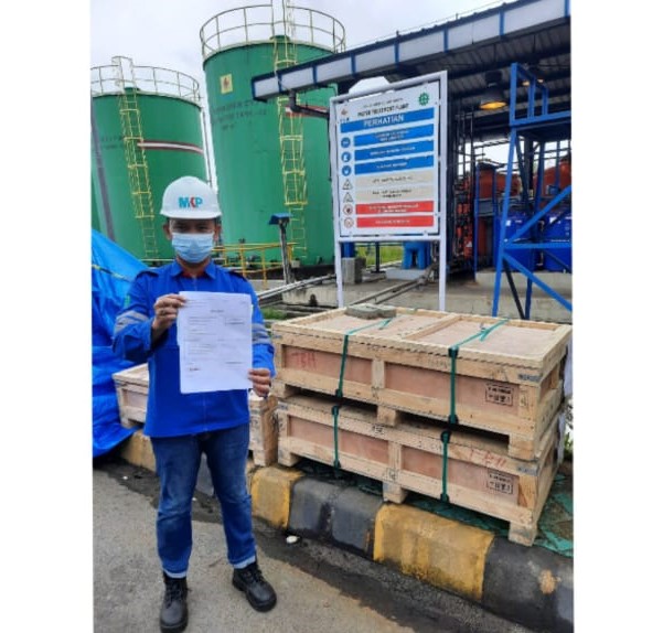 Proses bongkar dan serah terima material project Pertamina HSE tujuan site Pulau Bunyu